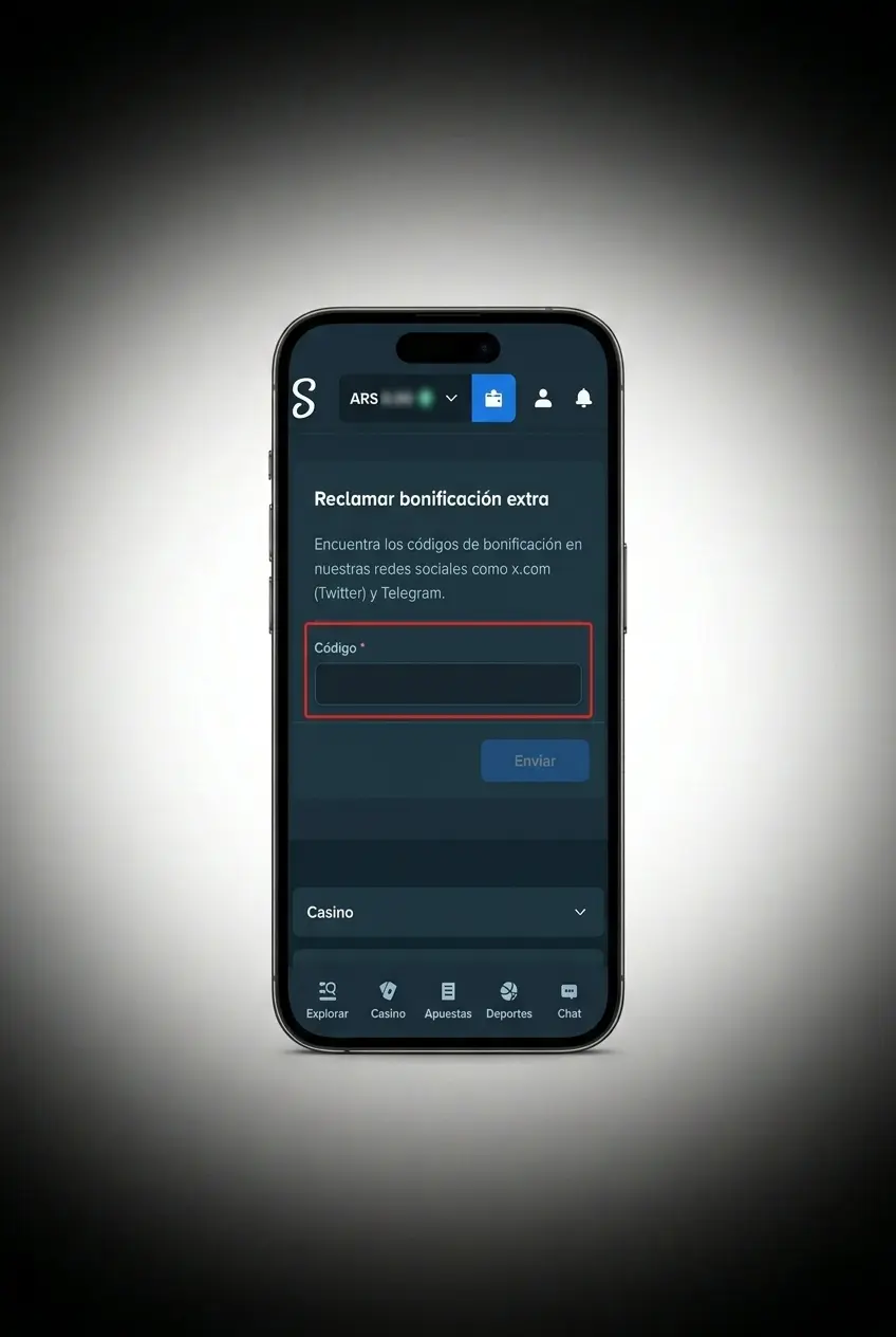 Pasos para activar código promocional de Stake desde la app móvil en iOS y Android