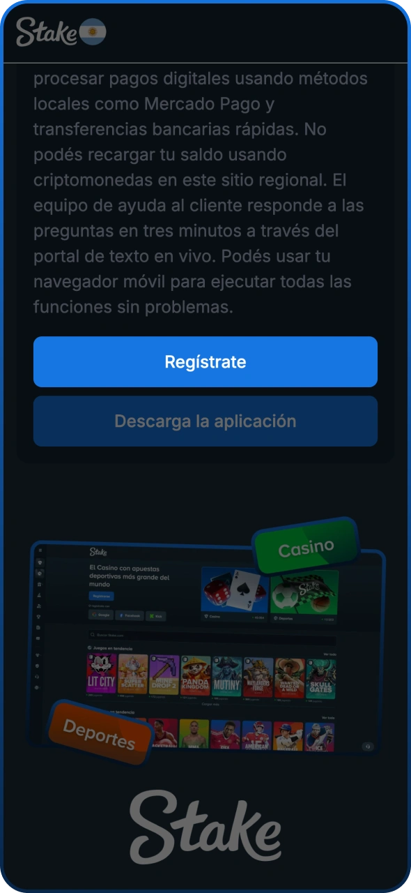 Haz clic en el botón de Stake para abrir el formulario de registro.