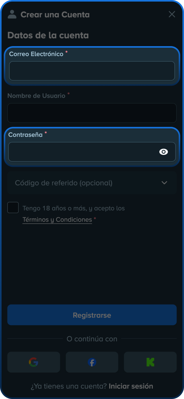 Introduce tus credenciales de acceso en el formulario de Stake.